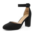 thumbnail image 1 of Zapatos DREAM PAIRS Angela Tacones Gruesos con Correa al Tobillo Nubuck Negro, 1 of 8