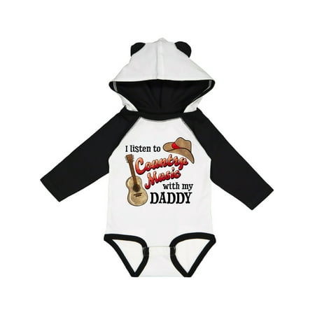 

Inktastic I Listen to Country Music with My Daddy Guitar and Hat Gift Baby Boy or Baby Girl Long Sleeve Bodysuit