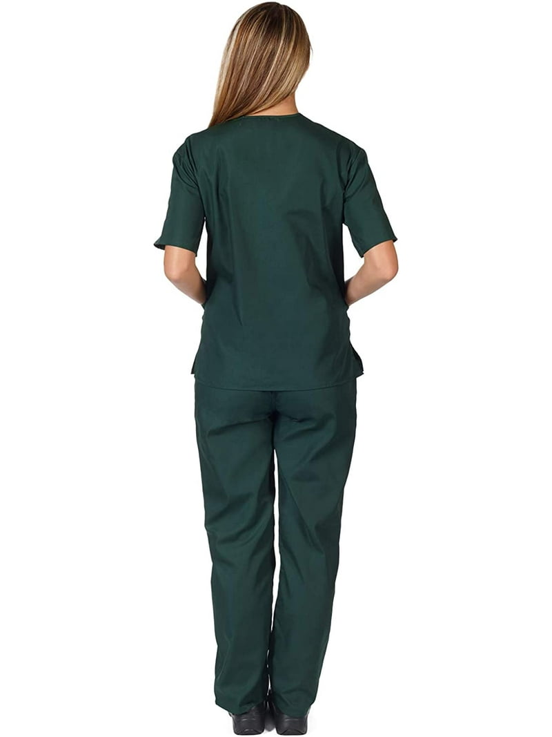 Two Piece Scrub Set (Hunter Green, Small) - Walmart.com
