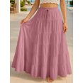 thumbnail image 2 of Moomaya Womens Solid Cotton Maxi Skirt with Pockets | Tiered 40-Inch Long Skirt | Elastic Waist Resort Wear | Summer Outfit, 2 of 7