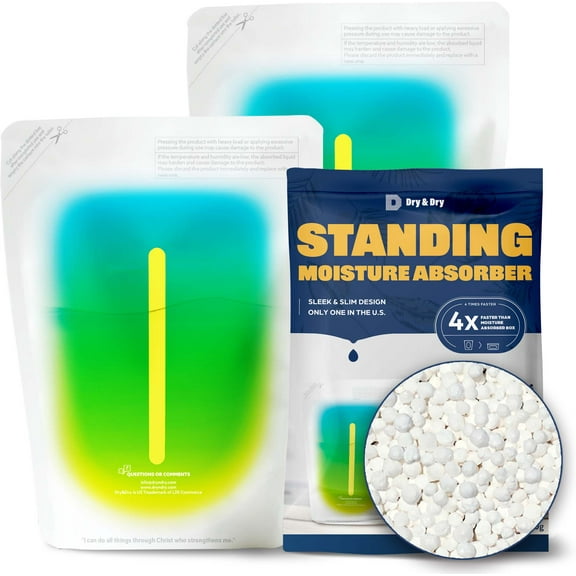 Dry & Dry [2 Packs] Standing Moisture Absorbers to Control Excess Moisture for Basements, Closets, Bathrooms, Laundry Rooms
