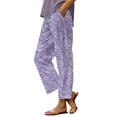 thumbnail image 2 of Women's Casual Pants Women'S Floral Embroidered Lace Printed Loose Pocket Patchwork Casual Pants,Purple Women's Casual Pants XXL, 2 of 5
