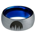 thumbnail image 2 of Tungsten Night Skyline Outdoor Camping Band Ring 8mm Men Women Comfort Fit Blue Dome Brushed Gray Polished, 2 of 4