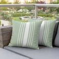 thumbnail image 2 of Outdoor Waterproof Pillow Covers Modern White Stripe on Green Decorative Throw Pillow Protectors,Pillowcase Cushion Cases for Patio Sofa Garden Couch,16x16in,Pack of 2, 2 of 9