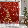 thumbnail image 3 of Red Christmas Shower Curtain with 12 Hooks Christmas Bathroom Decor, Shiny Christmas Tree Ball Snowflake Xmas Christmas Holiday Shower Curtains for Bathroom, 72x72 Inch, 3 of 6