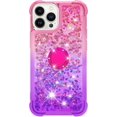 thumbnail image 3 of Phone Case for iPhone 13 Pro Max (Not fit 13 Pro), Shiny Bling Quicksand Effect TPU Bumper Case with Four Corners Anti-Fall Heavy Protection Cover for iPhone 13 Pro Max (6.7) Pink Purple, 3 of 14