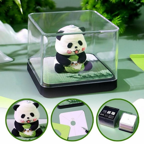 3D Desk Calendar 2026, Tear-Off Panda Paper Sculpture Memo Pad, DIY Decorative Art Timepiece Calendar for Home & Office - 3D Art Calendar
