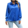 thumbnail image 1 of T-Shirts à Manches Longues pour Femmes Mode Décontractée Unie Col Rabattu Cardigan T-Shirt Ample Blouse Boutons Hauts T-Shirts Longs pour Femmes T-Shirts pour Femmes Mode, 1 of 5