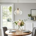 thumbnail image 3 of Kira Home Harlow 9" Schoolhouse Pendant Light, Glass Shade, Farmhouse Silver Hanging Light, Schoolhouse Glass, 3 of 8