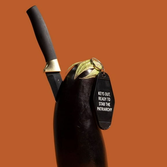 Keys Out, Ready to Stab the Patriarchy Black Motel Style Feminist Keychain