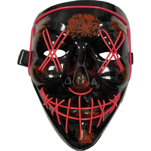 Studio Halloween Cross Hatch Eyes Mask With Pink Party Wire EL Light Up Costume Accessory