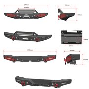 Vijay Compatible with 2021-2022-2023-2024-2025 Bronco Front and Rear Bumper Textured Black Steel with Lights and D-rings