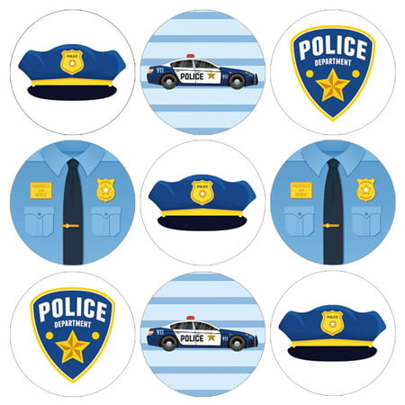 Police Party Favor Candy Stickers 216 ct - Kids Police Themed Party Favors Supplies Police Officer Decorations - 216 Count Stickers