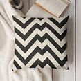 thumbnail image 3 of ONETECH Square Decorative Throw Pillows Cushion Covers Black&amp; Beige Stripes Modern Geometry Print Home Pillowcases, 3 of 5