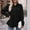 Black, variant on Women Corduroy Peplum Shacket Jacket Long Sleeve Button Down Babydoll Shirts Oversized Casual Collared Blouses Tops Black XXL