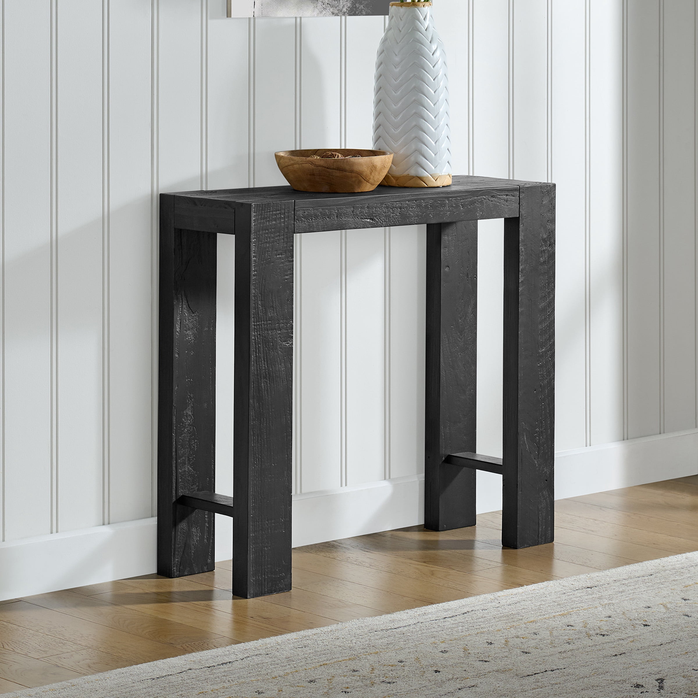 Alaterre Furniture Classic Solid Wood Console Table - 36 Inch Modern Farmhouse Entryway Table, Black