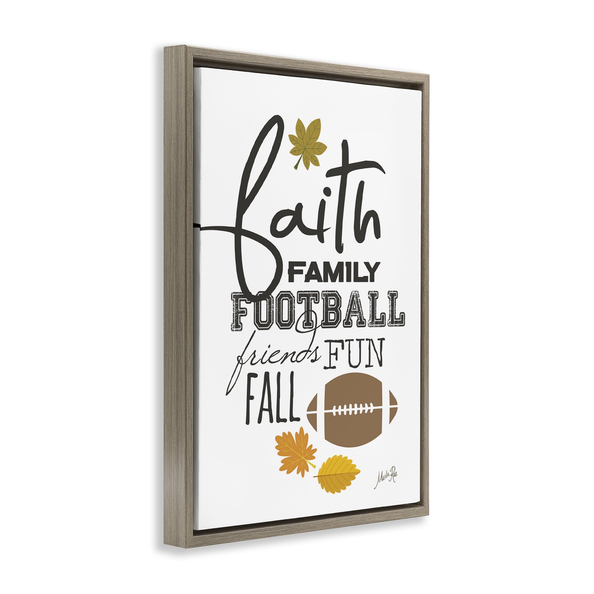 Stupell Industries Faith Family Football Sports Painting Brown Floater Framed Art Print Wall Art, 21 x 31