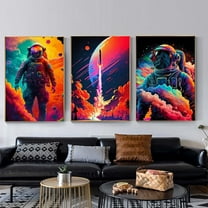 Colorful Astronaut Space Travel Pop Art Canvas Painting Posters and Prints Wall Art Pictures for Kid Room Home Decor Mural (12"x16", Cartoon canvas)