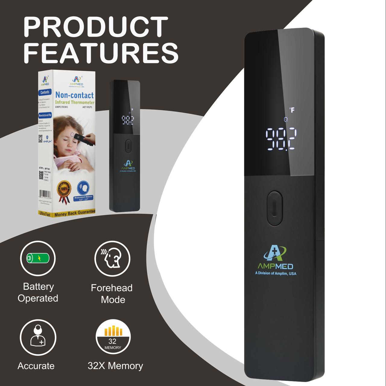 Amplim 1-Second LED Non-Contact Forehead Thermometer photo 2