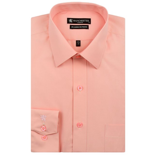 Manchester Camisa de Vestir Regular Fit Coral, 16" Cuello 32" Manga Manchester 5022A