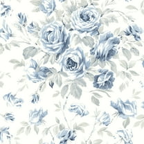 Chesapeake Manon Blue Rose Stitch Wallpaper
