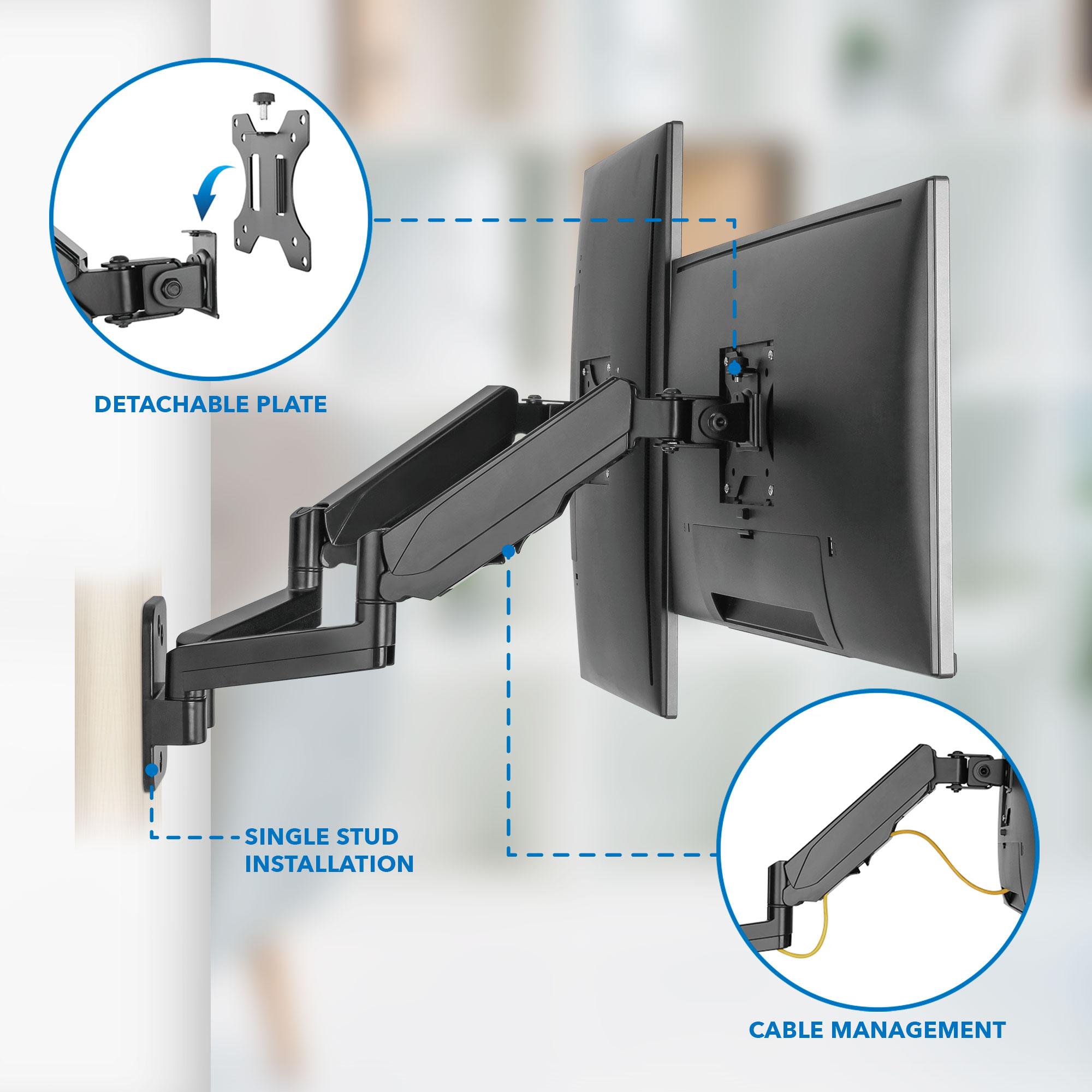 Mount-It! Dual Monitor Wall Mount | Fits 17-32 Inch Screens