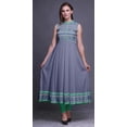 thumbnail image 2 of Bimba Robe Anarkali à Col Mandarin Imprimée Ikat Bleu Violacé pour Femme, Kurta Ethnique Indienne, Très Grand, 2 of 6