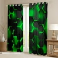 thumbnail image 2 of Erosebridal Chic Geometry Curtains Pack of 2 (38x45), Neon Green 30%-50% Blackout Curtains for Bedroom, Honeycomb Stripe 30%-50% Black Out Curtains, Window Drapes Bedroom Decorative, 2 of 6