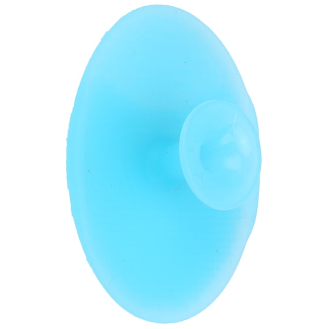 cepillo exfoliante para bebés, cepillo de silicona para baño de bebés, cepillo de limpieza facial para bebés, cepillo de baño para bebés, diseño a prueba de futuro Azul: vista frontal centrada de la ventosa ovalada de silicona (aprox. 6 x 5 x 2 cm) con succión visible; superficie lisa de una sola pieza que evita residuos, diseño de agarre antideslizante y uso para baño y masajes suaves en bebés 0–12 meses.