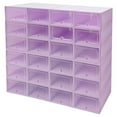 thumbnail image 6 of 24-Pack Stackable Shoe Boxes with Clear Lids, Foldable Plastic Shoe Storage Organizer for Closet, Under Bed, Stack & Snap Design, Purple, 6 of 13