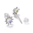 thumbnail image 2 of Anti-Tarnish Rhodium Plated 925 Sterling Silver Sunflower Stud Earring Findings Clear Moonstone Dainty Earrings for Girl Women Platinum 7.5x3.4mm Pin: 0.8mm, 2 of 3