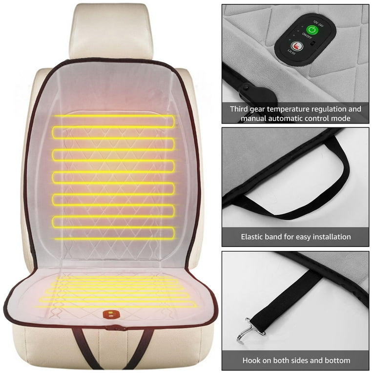 Universal Car & Office Chair use, Heated Seat Pad Cover 12V/24V Car & 3 Pin  Plug