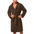 thumbnail image 3 of Bovxnpu Mens Robes Bathrobes Double Fleece Lapel Long Sleeve Belted Robe Sleepwear, 3 of 10