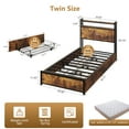 thumbnail image 2 of Ktaxon Twin Size Bed Frame with Charging Station & LED Storage Headboard, Metal Platform Bed Frame with 4 Underbed Drawers for bedroom, Vintage Brown, 2 of 8