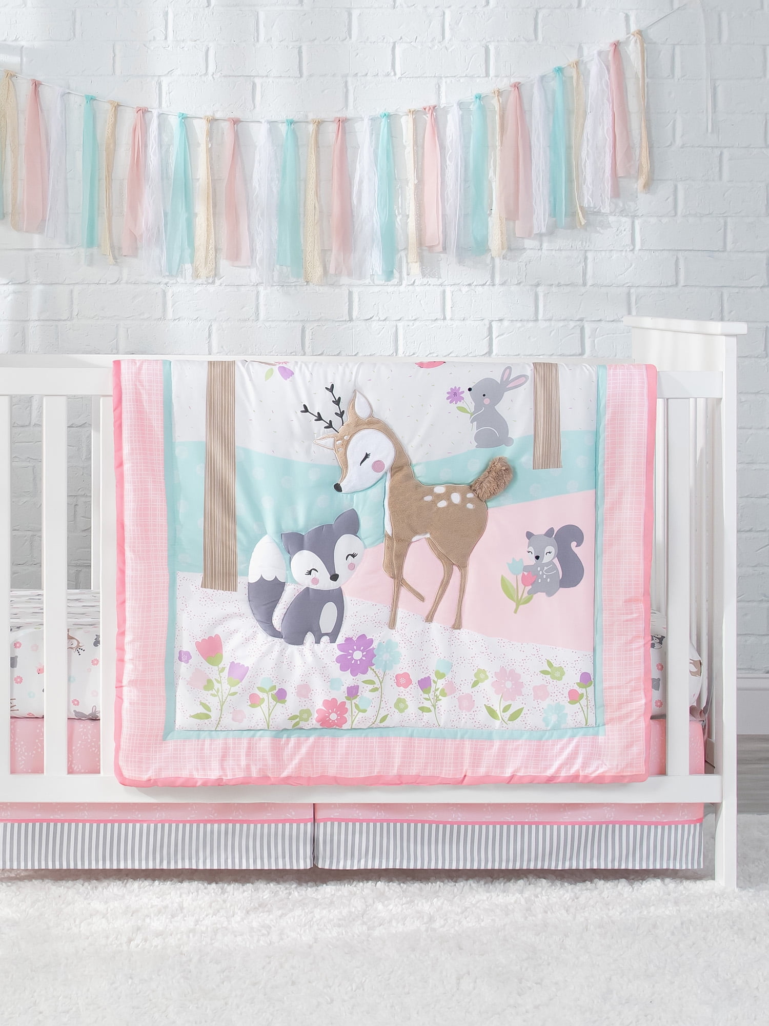 Girl woodland nursery bedding cheap