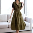 thumbnail image 1 of WILLBEST Vestidos Largos Casuales Para Mujer Verano 2025 Vestidos Casuales Midi Maxi Vestidos Ligeros Manga Corta Cuello En V Cintura Elástica Vestido De Playa Bohemio Bolsillos, 1 of 3
