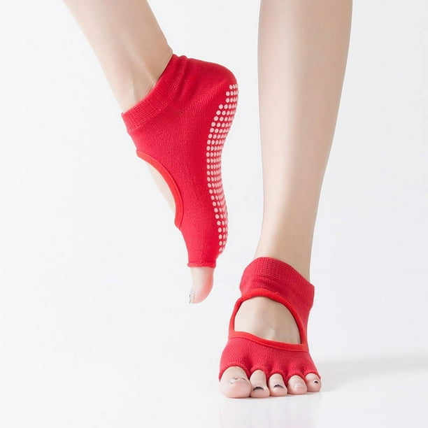Calcetines de yoga con cinco dedos para mujer, antideslizantes, para Pilates, deportes, yoga, calcetines de fitness con punta dividida