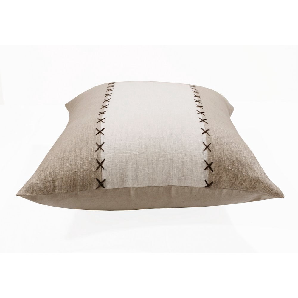 LR Home Estate Linen Poly Filled Pillow in Gray/Tan, 20" x 20"