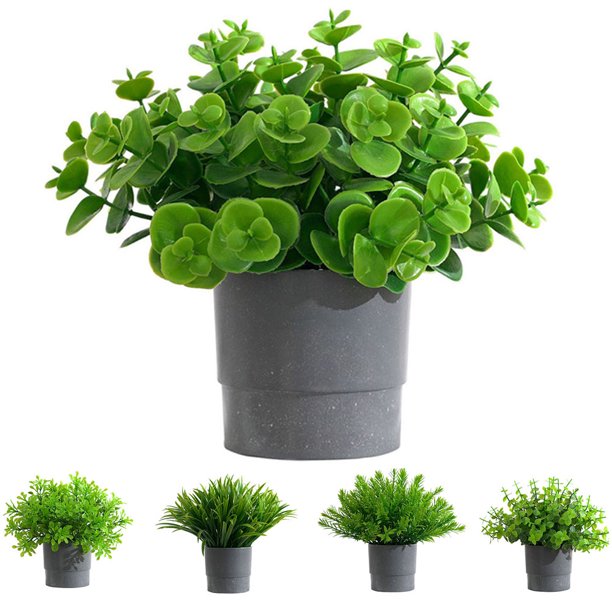 Vnanda Mini Potted Plants Artificial Greenery in Pots Faux Potted Herbs