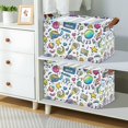 thumbnail image 2 of Yayeee Foldable Storage Basket for Shelves with Handles Waterproof Cloth Bins, Blue Doodle Pattern, 2 of 7