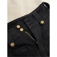 thumbnail image 4 of New Summer Women High Waist Button Wigh Leg Jeans Shorts Casual Female Loose Fit Black Chic Denim Shorts Casual Fashion-Black-M, 4 of 6