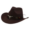 thumbnail image 4 of Sombrero de vaquera decorativo, sombrero de vaquero moderno para fiestas temáticas de viajes callejeros, accesorios de disfraz Café, 4 of 9