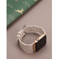 thumbnail image 3 of TOYOUTHS Compatible with Apple Watch Band Women 38mm 40mm 41mm Soft Stretchy Silicone Lace Flower Cut-outs Scalloped Breathable Waterproof Sweatproof Band for iWatch Series 7 6 5 4 3 2 1 SE, Starlight, 3 of 6