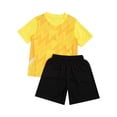 thumbnail image 3 of Zaldita Kids Boys Football Uniform Soccer Jersey V Neck Short Sleeve T Shirt Tops with Drawstring Yellow L, 3 of 7