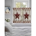 thumbnail image 3 of Red Texas Star Vintage Bathroom Window Curtain, Farmhouse Berry Grey Wooden Light Filtering Coffee Kitchen Curtains, Bedroom Living Room Curtains 2 Panel 84"x54", 3 of 6