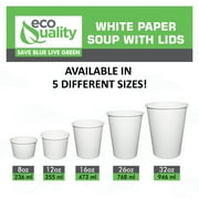 EcoQuality [25 Count] 8 oz Disposable White Paper Soup Containers - Half Pint Ice Cream Containers, Frozen Yogurt Cups, Restaurant, Microwavable, Take Out, to Go Deli Containers, Recyclable
