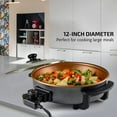 thumbnail image 3 of 12 Inch Electric Skillet with Nonstick Coating, 1400W, Adjustable Temperature, Tempered Glass Lid, Cool Touch Handles, 3 of 8