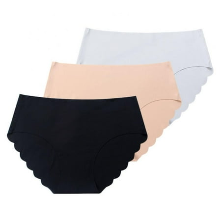 Womens Seamless Panties No Show Ice Silk Stretch Underwear High Cut Briefs Mid-waist Soft No Panty Lines Pack of 3