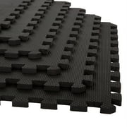 Stalwart Interlocking EVA Foam Mat Floor Tiles, 24 Sq Ft, 6 Pieces, Black