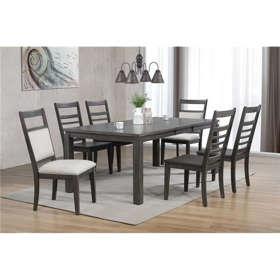 Sunset Trading Shades of Gray Dining Set with Upholstered End Chairs 7 Piece - Gray